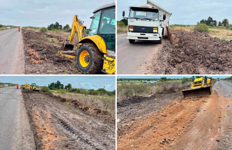 Vialidad Tala trabajó en Ruta 6 entre Guardamonte y Durazno