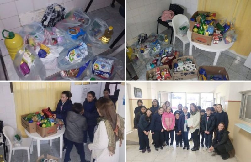 La Escuela 144 realizó una colecta de alimentos y artículos de limpieza para el Hospital Falucho