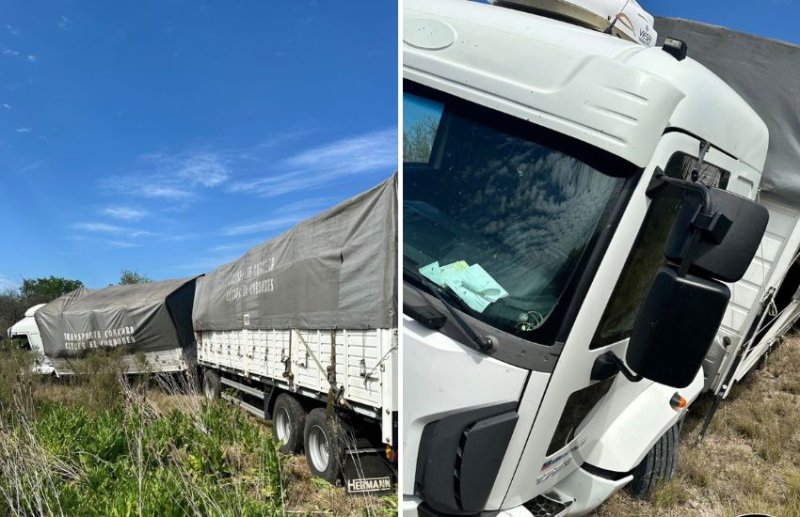 Despistó un camión cargado con papas en la Ruta 6 cerca de Durazno