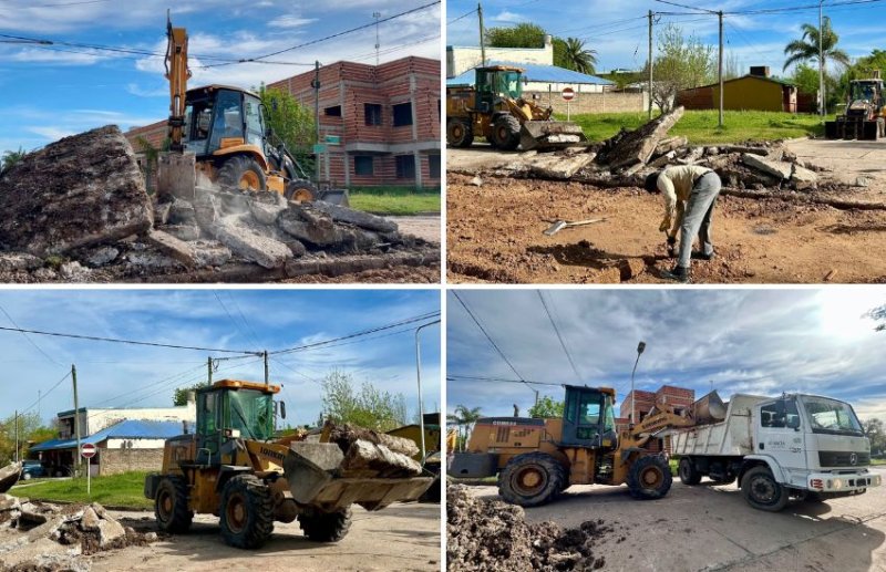 Continúan las obras de reparación de pavimento en distintas arterias de Maciá