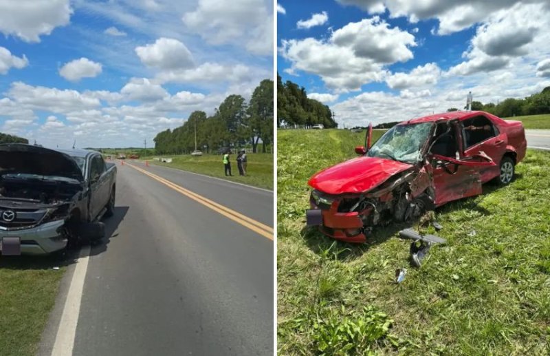 Nogoyá: violento choque frontal en Ruta 12 dejó como saldo a un hombre y una mujer hospitalizados