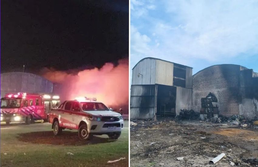 Un voraz incendio destruyó por completo la planta de reciclaje del municipio de Urdinarrain